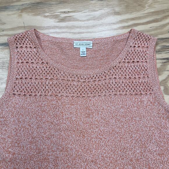 ST. JOHN SPORT Wool Blend Knit Shell Tank Top Orange Coral Size Large - Picture 4 of 10